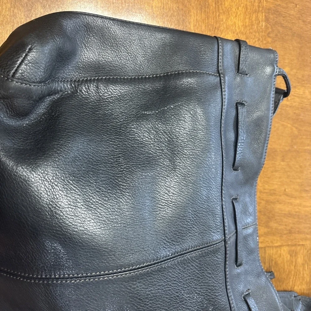 JJill Black Leather Shoulder Bag Purse Handbag Magnet Closure - Picture 8 of 13
